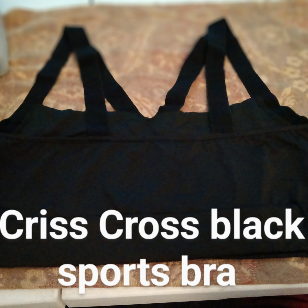 Stylish Black Criss Cross Sports Bra